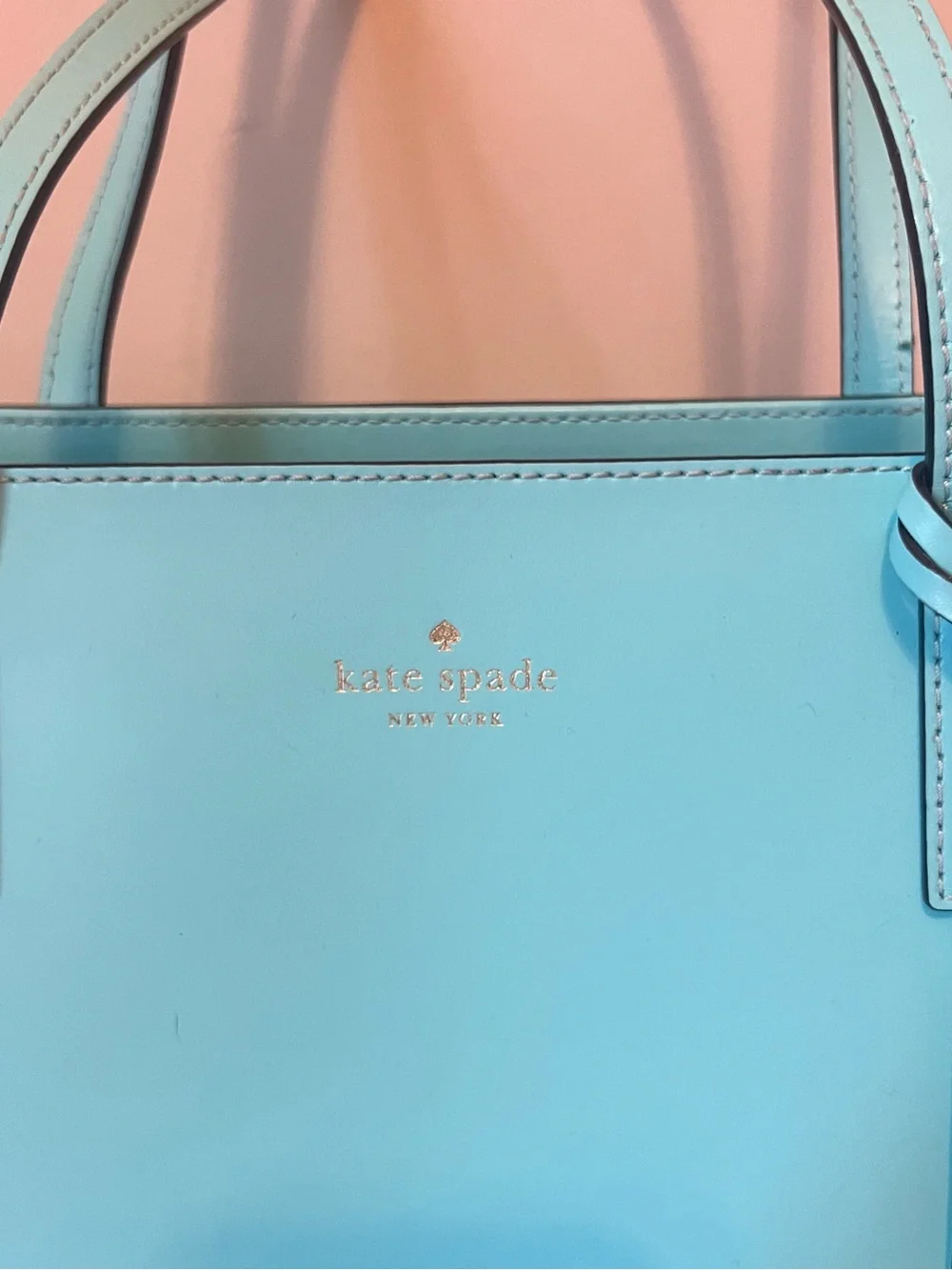 kate spade Turquoise Leather Tote with Logo Charm